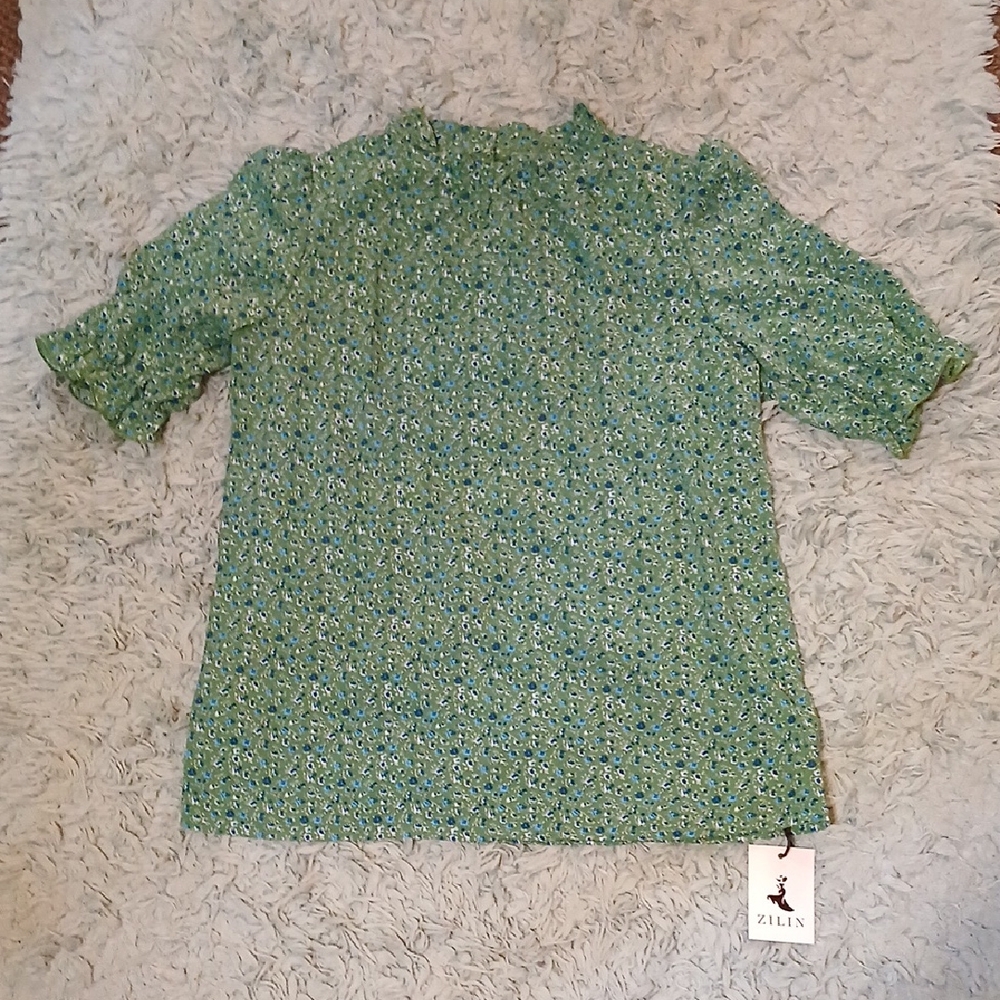Women's Green Floral Blouse